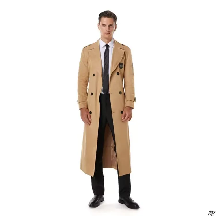 Mens Extra Long Trench Coat - British Style Windbreaker