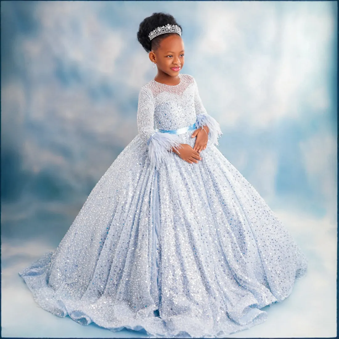 Lace and tulle flower girl dress with full skirt hot sale