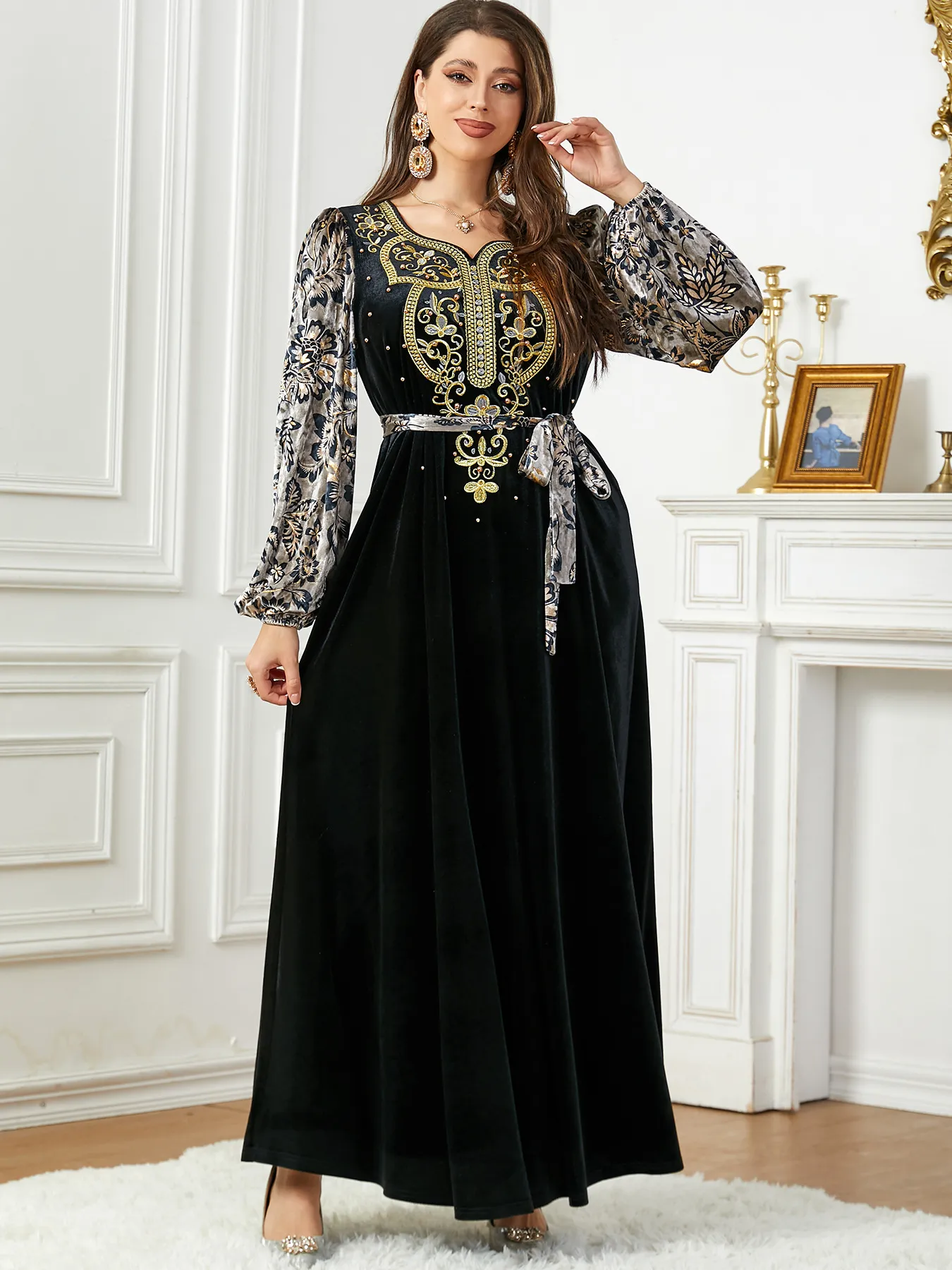 Ethnic Clothing Middle Eastern Muslim Robe Autumn and Winter Beaded  Applique Long Sleeves Women Evening Dress from Dhgate Ethnic Clothing -  price 48.54