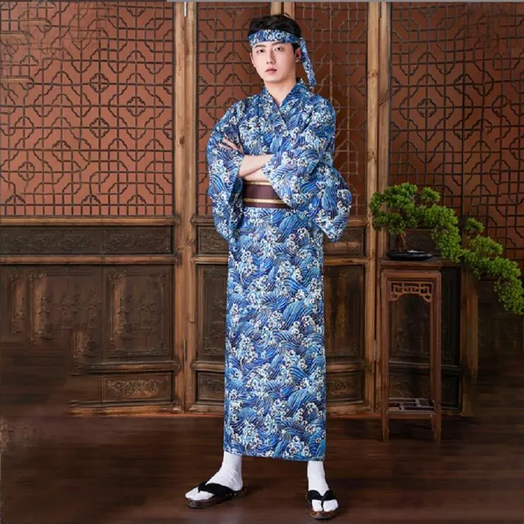 Venta Al Por Mayor Nueva Moda Para Hombres Bata Tipo Kimono Japones Pijamas Largos Para El Hogar Albornoces Conjunto Tradicional De Kimono Samurai De 29 45 DHgate