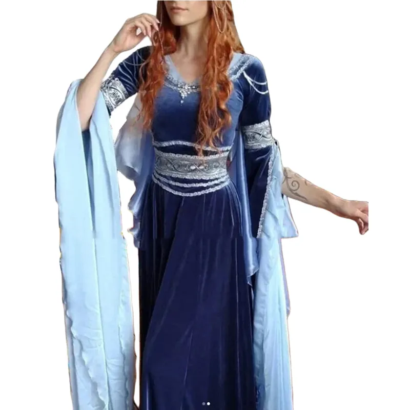 chinese dress ladies Windsor Bailee Velvet Pattern Lace-Up Formal Dress in Navy Blue | Size: L