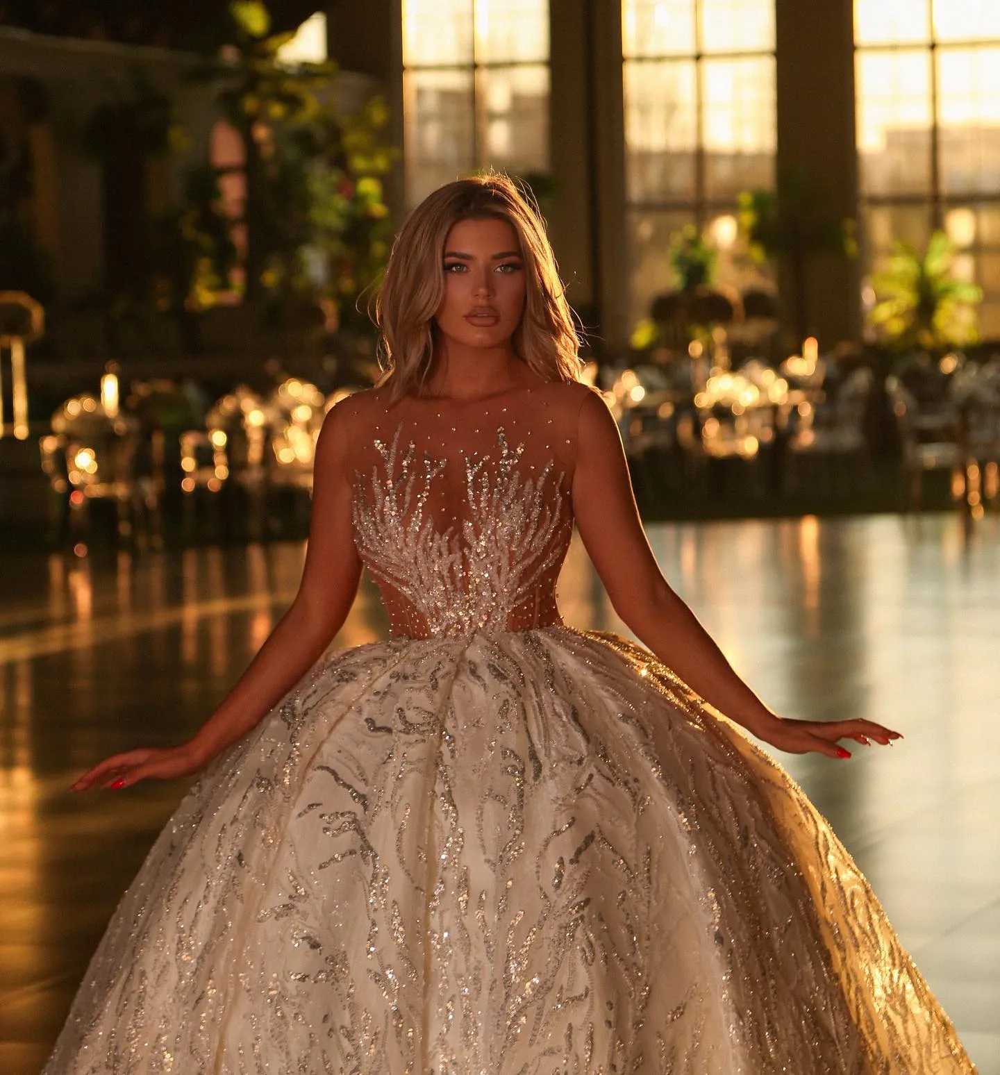 sheer gold wedding dress Sexy Beach Wedding Dress