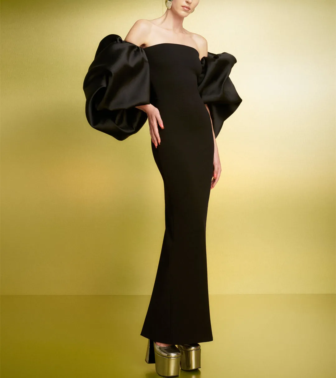navy blue dress for baby girl Elegant Long Sleeve Crepe Black Evening Dresses With... From Dyy_dress88,  $70.28