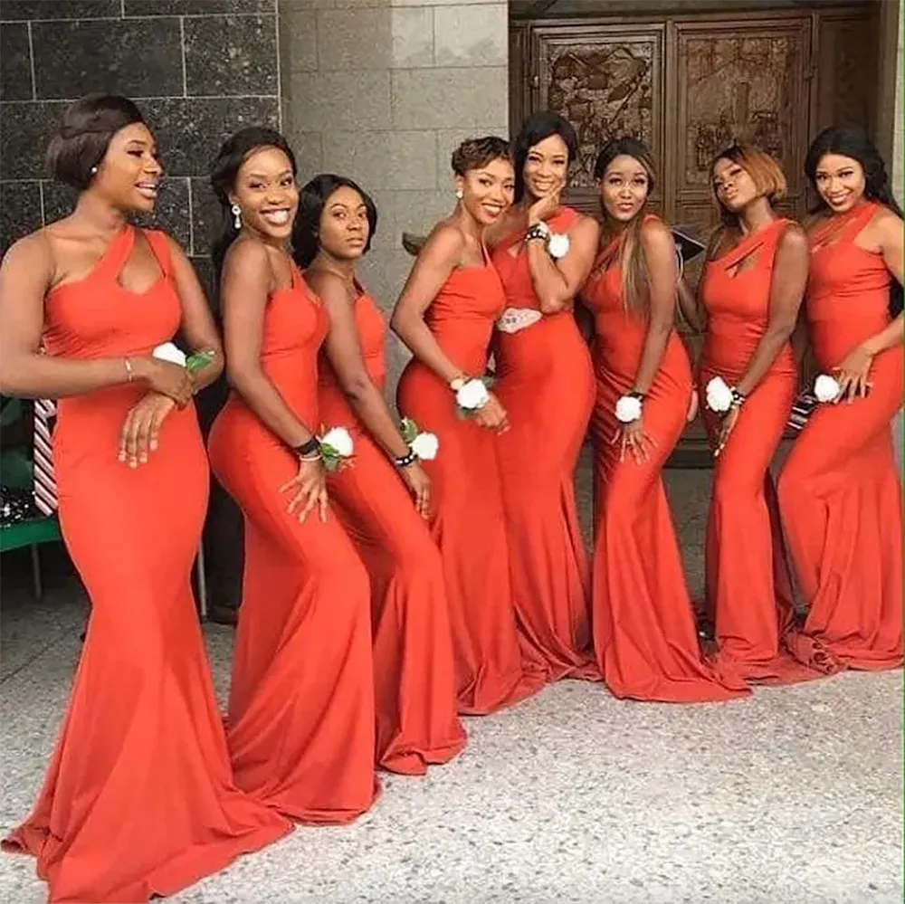 open lace back dress Burnt Orange Sexy Chic Silky Mismatched Satin Mermaid Long Wedding  Bridesmaid Dresses Sale main image 0