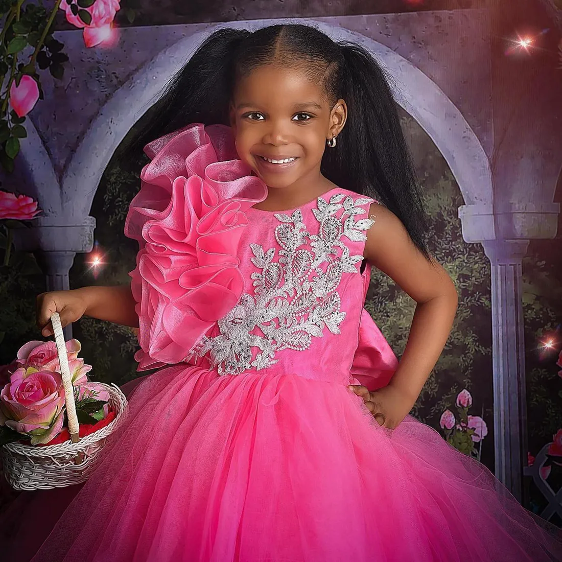 Little Kids Birthday Party Dresses Fuchsia Jewel Beaded Tulle Flower Girl Dresses For 1st Party F049 From Yestothedress 105.74 DHgate.Com