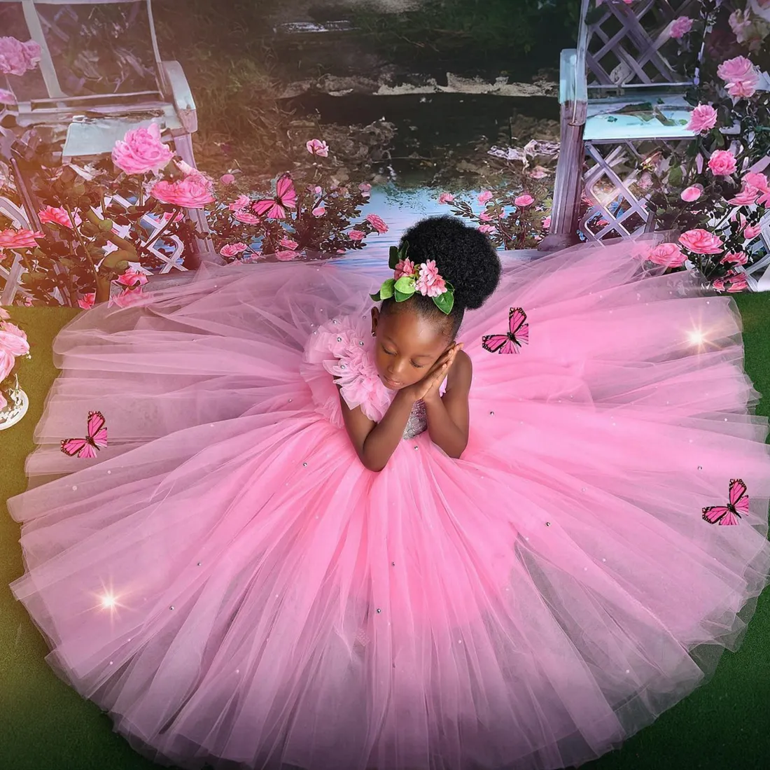 Pink Magenta Flower Girl Dress Girls Christmas Dresses Size Pink