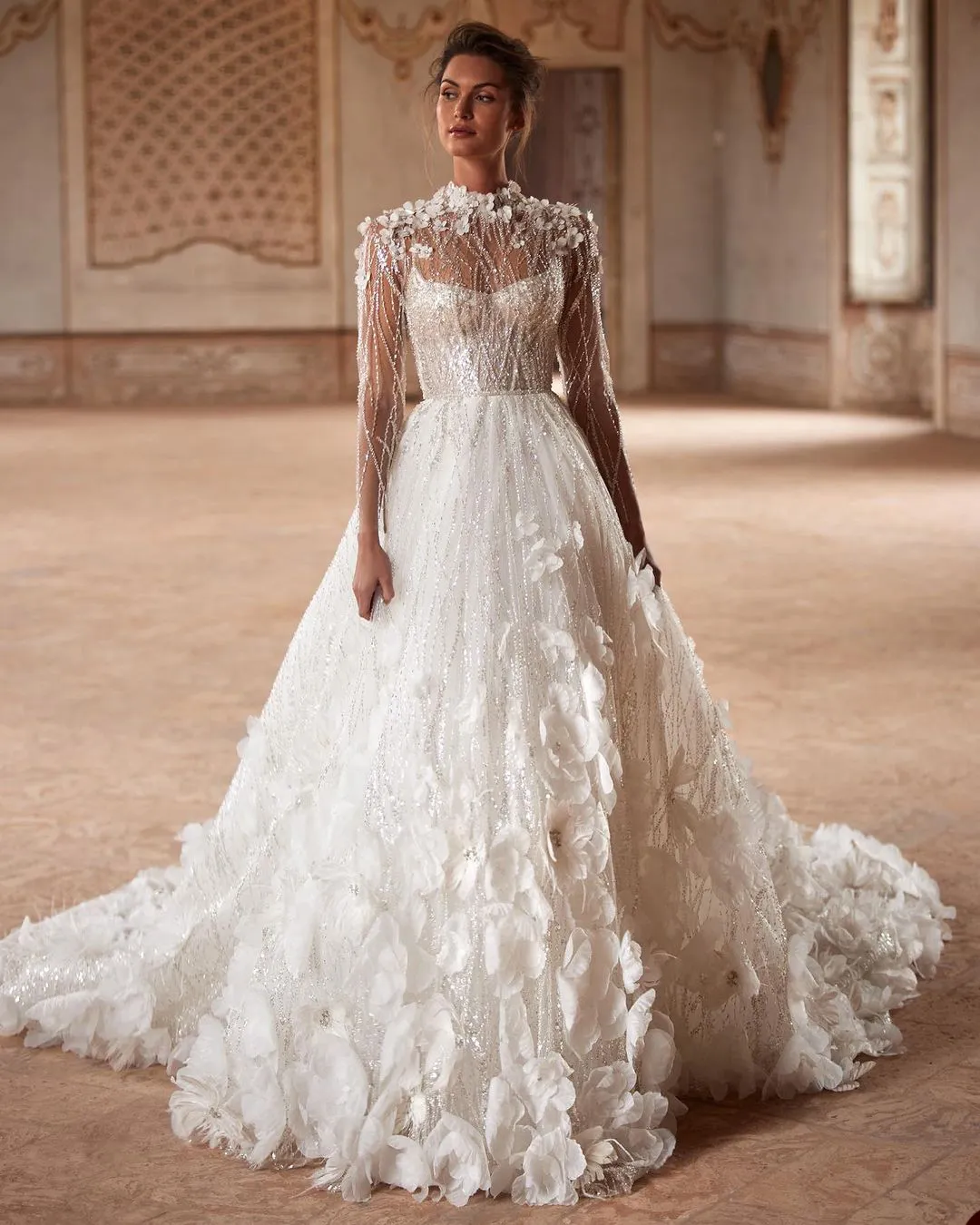 knee length dresses for ladies Floral Western A-Line Boho Lace Tulle Wedding Dress with Split Front H –  DorrisDress main image 1