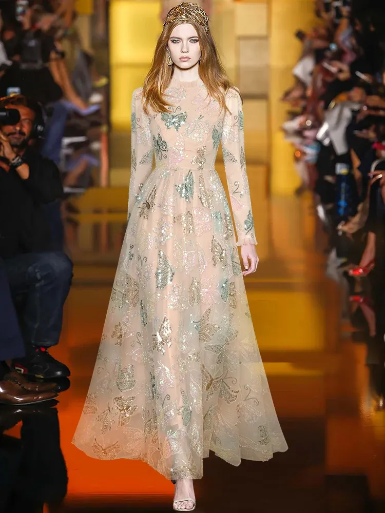 Elegant Sequin Party Dress Women's Runway Style Long Dress, Pink Black,  Perfect for Spring/Summer, Casual Luxury Fashion Buy Now!