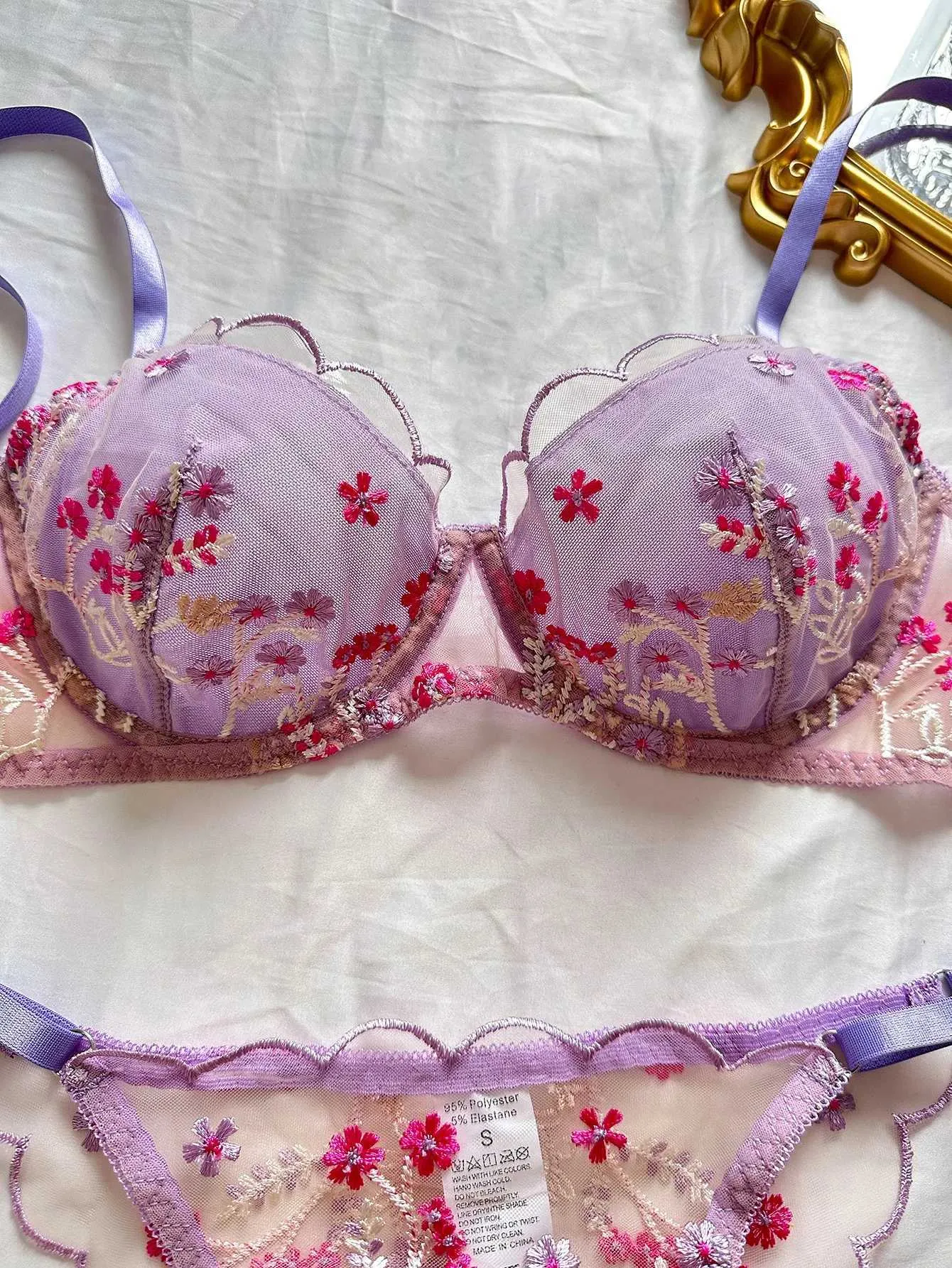 Sexy Set MIRABELLE Fairy Lingerie 2-Piece Purple Lace Push-Up Bra with Back  Closure for Women from Dhgate Sexy Set - price 13.51