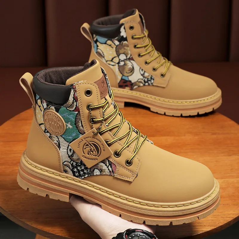 Stylish Mens Leather Martin Boots for Outdoor Wear Black Designer Shoes Factory Price