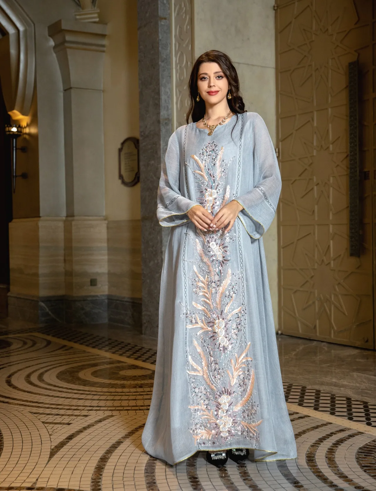 Peace Arab Clothes Shop Elegant Embroidered Abaya Dress Luxury