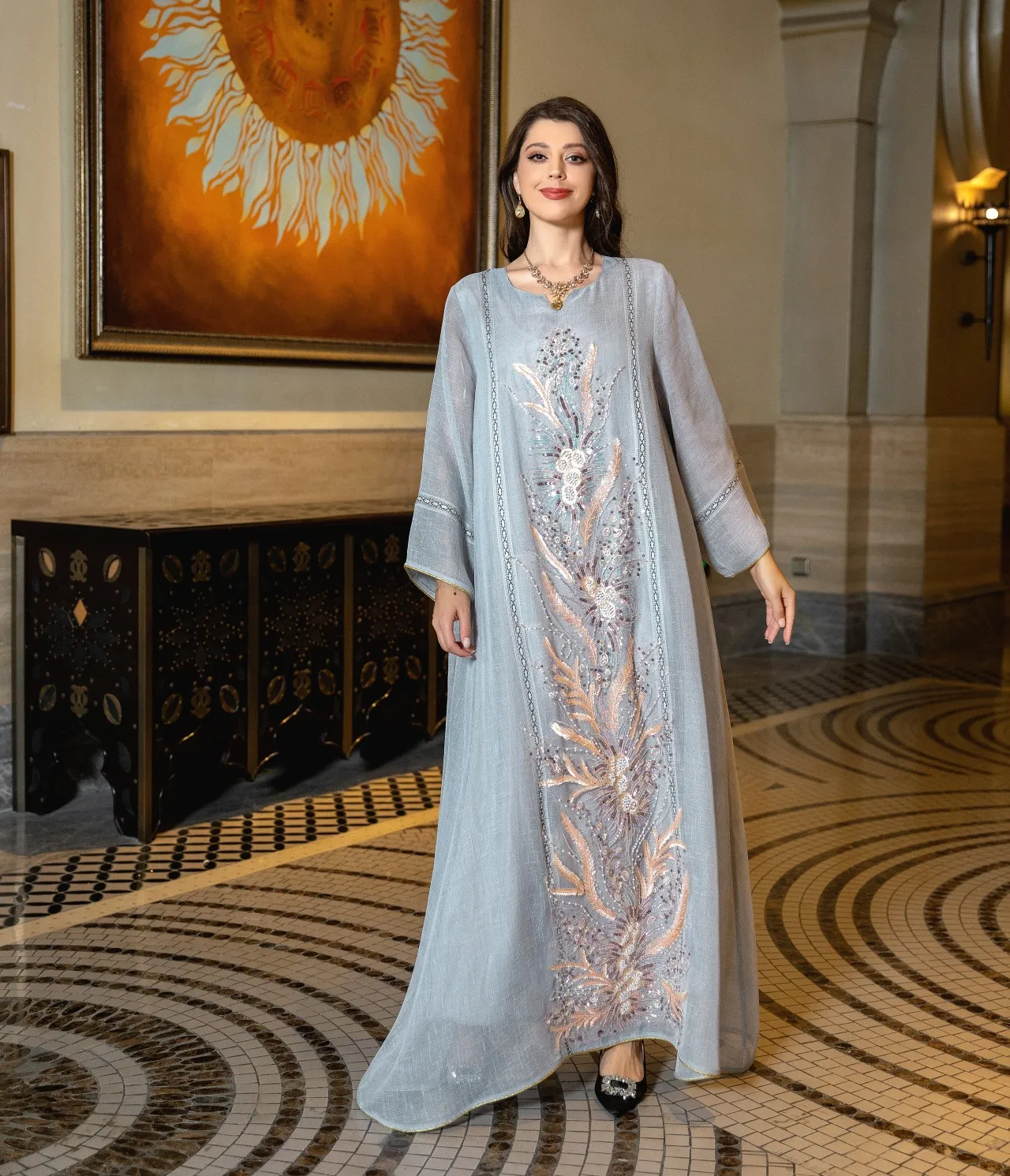 green emerald velvet dress Arabic Evening Gown Abaya Dress – Stunna Lady