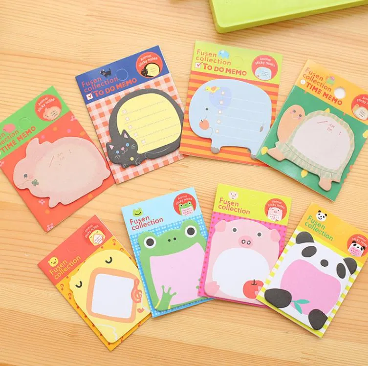 Cute Japanese Stationery Kawaii Animal Sticky Notes Panda Cat Memo Pads ...
