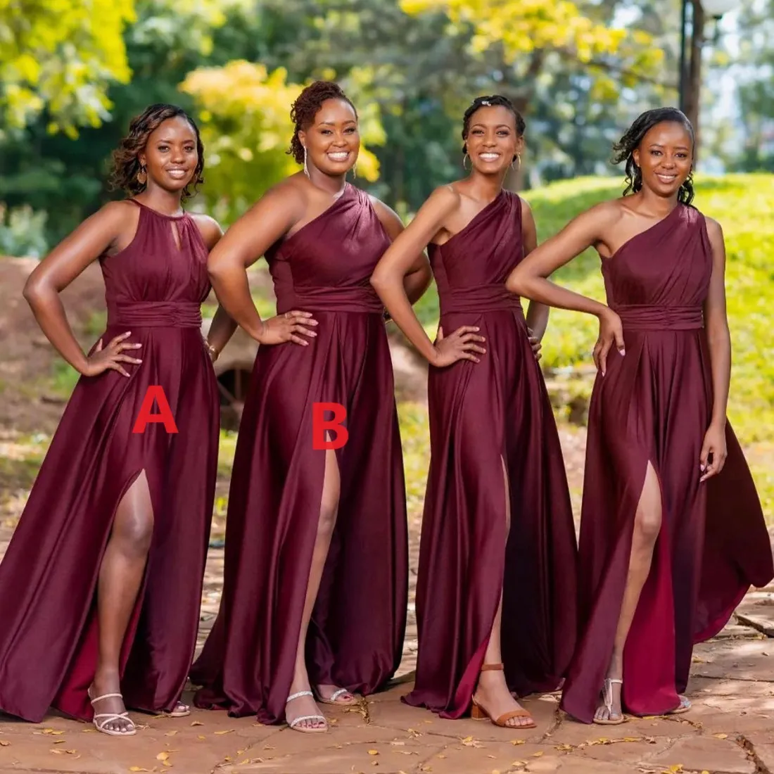 Maroon bridesmaid dresses short hotsell