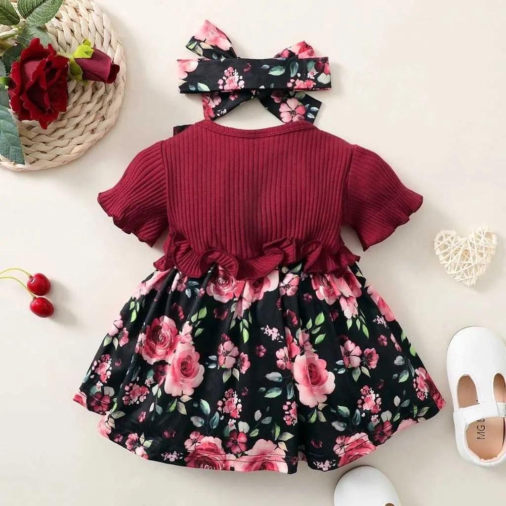 Korean Style Floral princess dress for Newborn Baby Girls (3-24 Months) - Short Sleeve, Cute and Fashionable - Y240731 Korean Style Floral princess dress for Newborn Baby Girls (3-24 Months) - Short Sleeve, Cute and Fashionable - Y240731