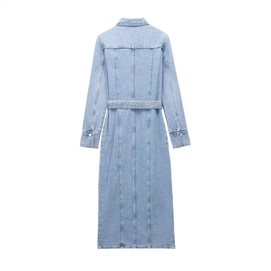 Casual Solid Make Old Turndown Collar Long Sleeve Loose Denim Dresses( No Belt) Casual Solid Make Old Turndown Collar Long Sleeve Loose Denim Dresses( No Belt)