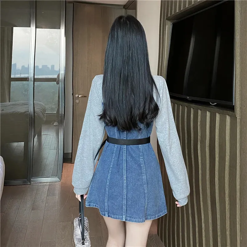 Denim Long Sleeve Slim A-Line Dress with Belt Floor-Length for Women Age  18-24 from Dhgate Basic & Casual Dresses - price 84.83