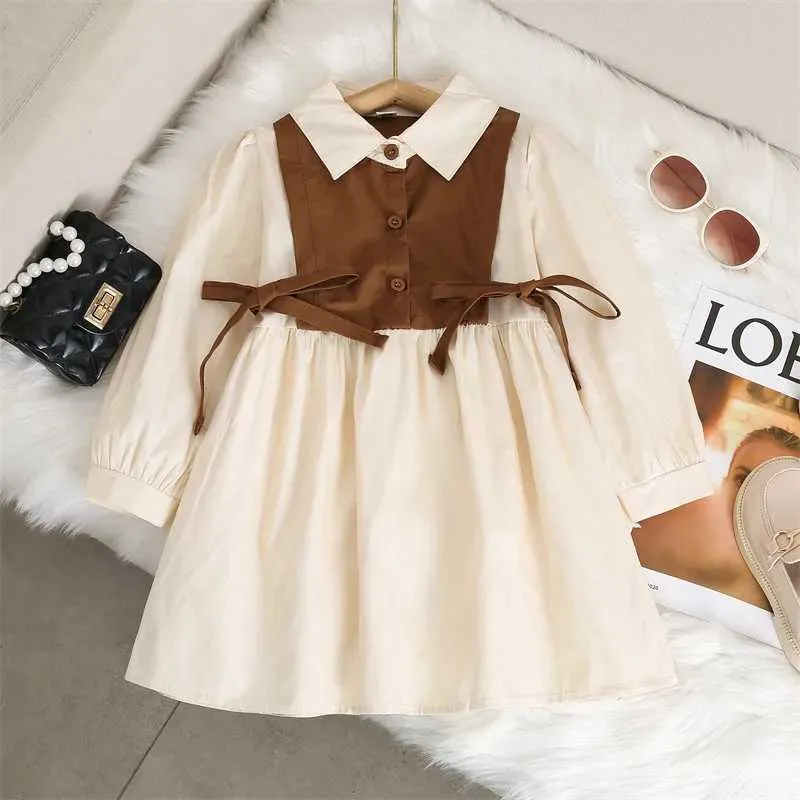 Girls Long Sleeve Dress with Turn-down Collar Korean Fashion Casual  Princess Bow Dress for Children from Dhgate Christening dresses - price  11.15
