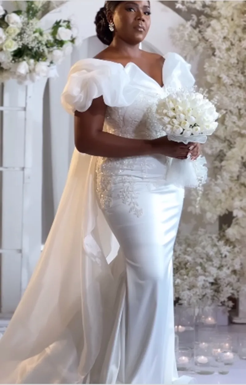knee length dresses for ladies Ombreprom Wedding Dress Luxury Short Sleeves Backless V Neck Mermaid Bridal Gown Sweep Train