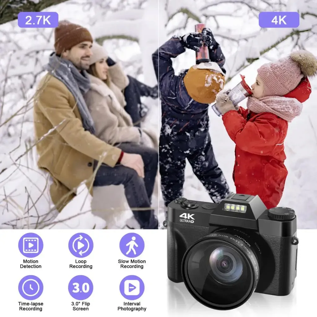 Digital Camera 48MP 4K Camera Vlogging Camera for YouTube 60FPS Auto Focus 16X Zoom Video Camera Camcorder Recording Camera 240731