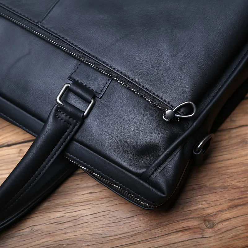 Premium Leather Briefcase: Mens Top Grain Cowhide Messenger Bag