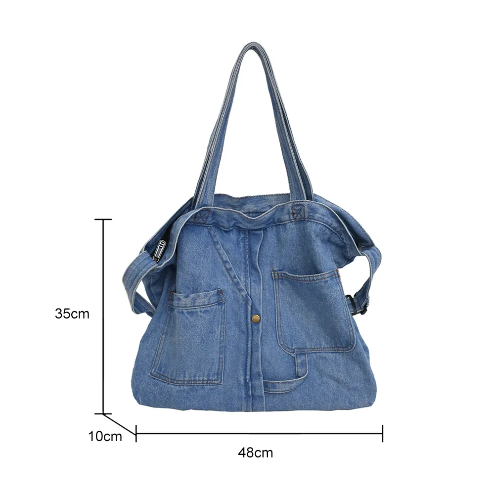 2024 Denim Shoulder Bags for Women Large Messenger Crossbody Bag Fashion Satchel Handbag