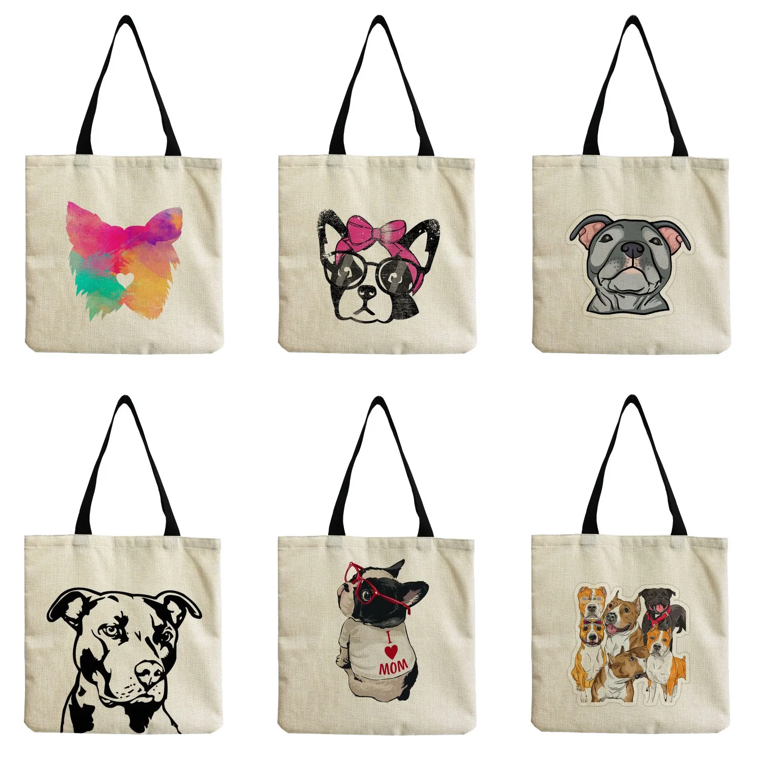 Cartoon Animal Cute Dog Print Tote Bag For Women High