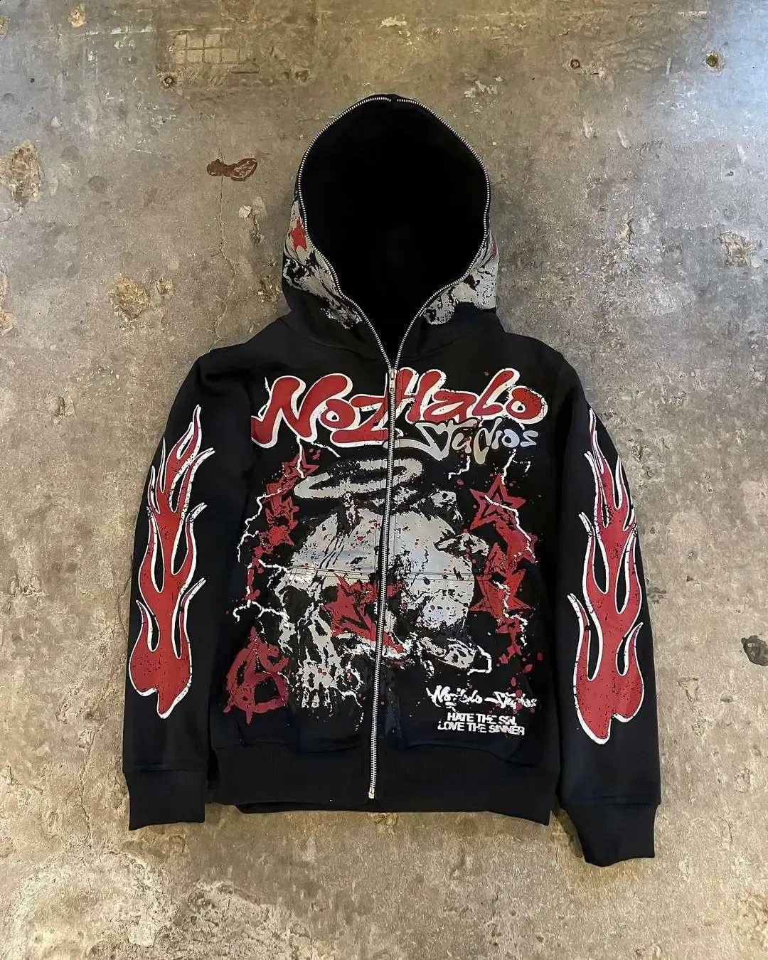 トップス jun/nakayama flame hoodie blk JUN/NAKAYAMA FW24 FLAME HOODIE / BLACK - NUBIAN