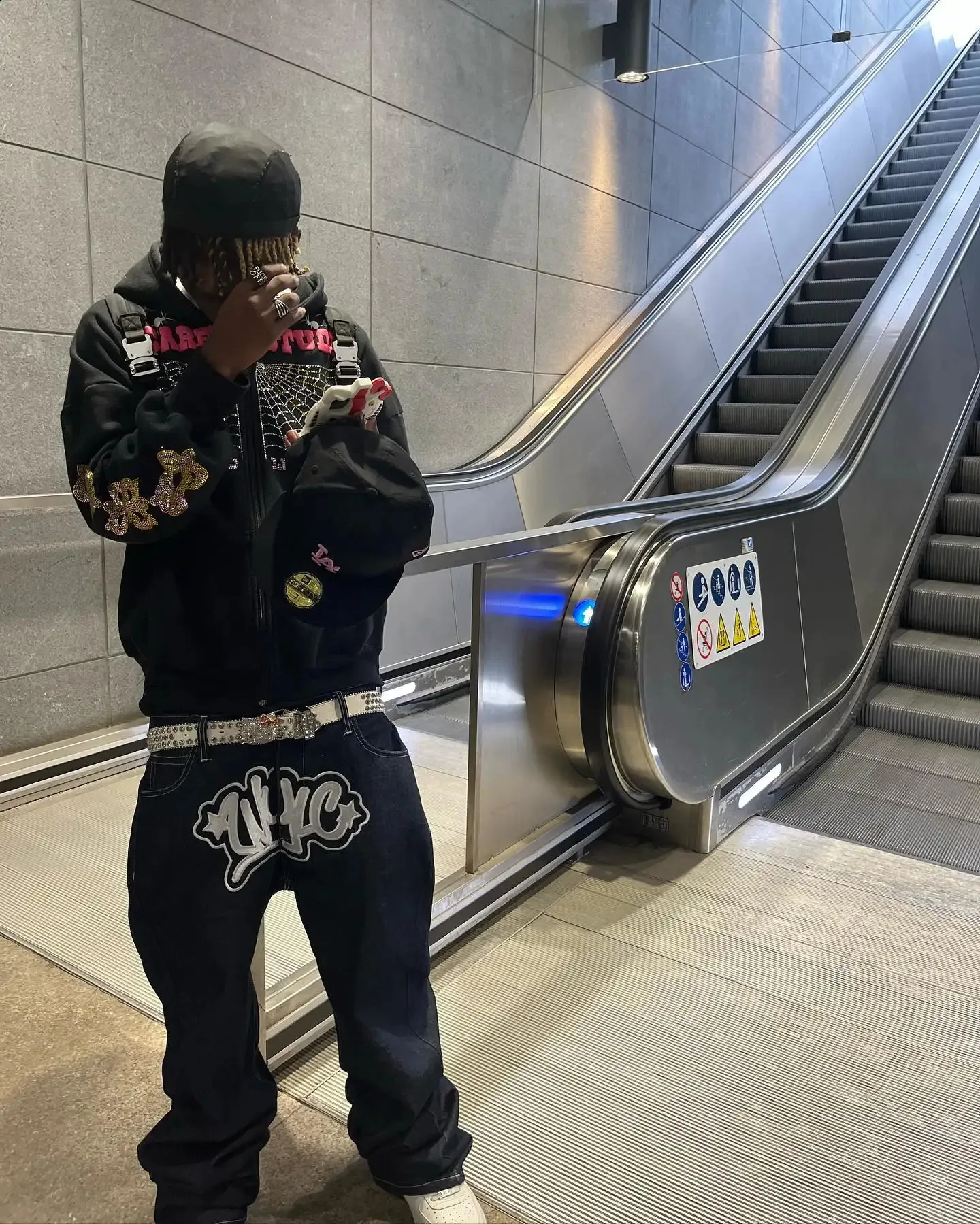 Black Harajuku Wide Leg Jeans for Men - Y2K Streetwear