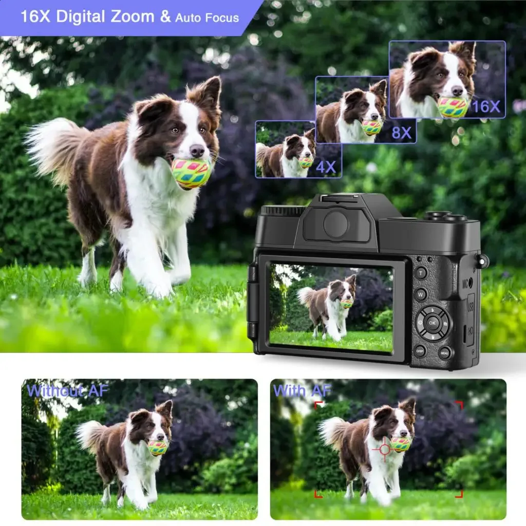 Digital Camera 48MP 4K Camera Vlogging Camera for YouTube 60FPS Auto Focus 16X Zoom Video Camera Camcorder Recording Camera 240731