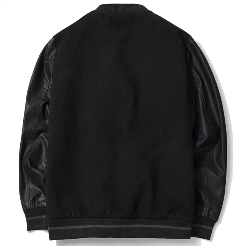 thumbnail image 2 of Mens Vintage Varsity Bomber Jacket – Wool Blend With Genuine Cowhide Leather Sleeves – Green Letterman Baseball Coat 2 of 5