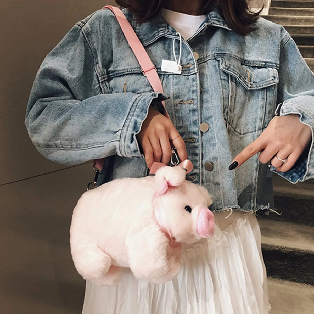 Pink Pig Bag Zara Animal Plush Backpack: Pink Fluffy Tote Bag