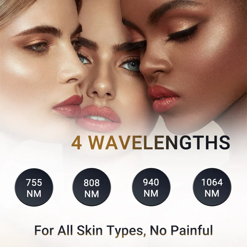 High Quality Alexandrite Laser 808nm Diode Laser Hair Removal Machine 4 wavelength