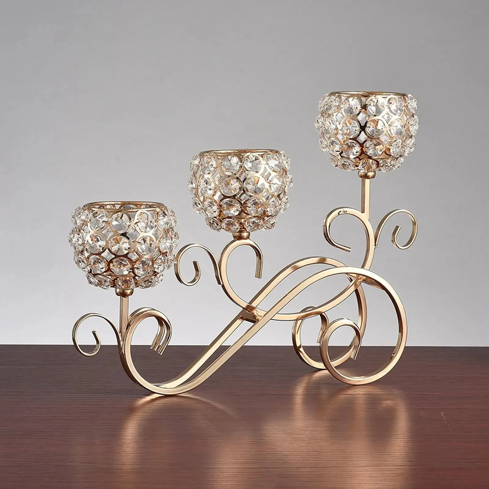 3 Tiered Candle Holder Centerpiece With Crystals