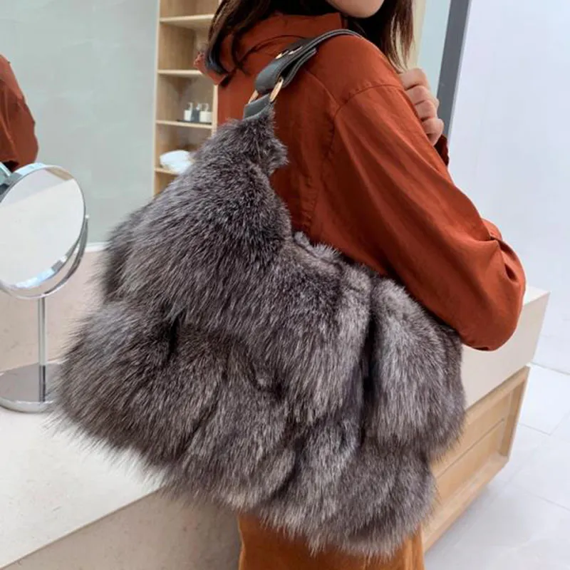 Designer Winter Orange Handbag For Women Genuine Fox Fur Tote With High Quality Silver Finish From Coisinistore 86.14 DHgate.Com