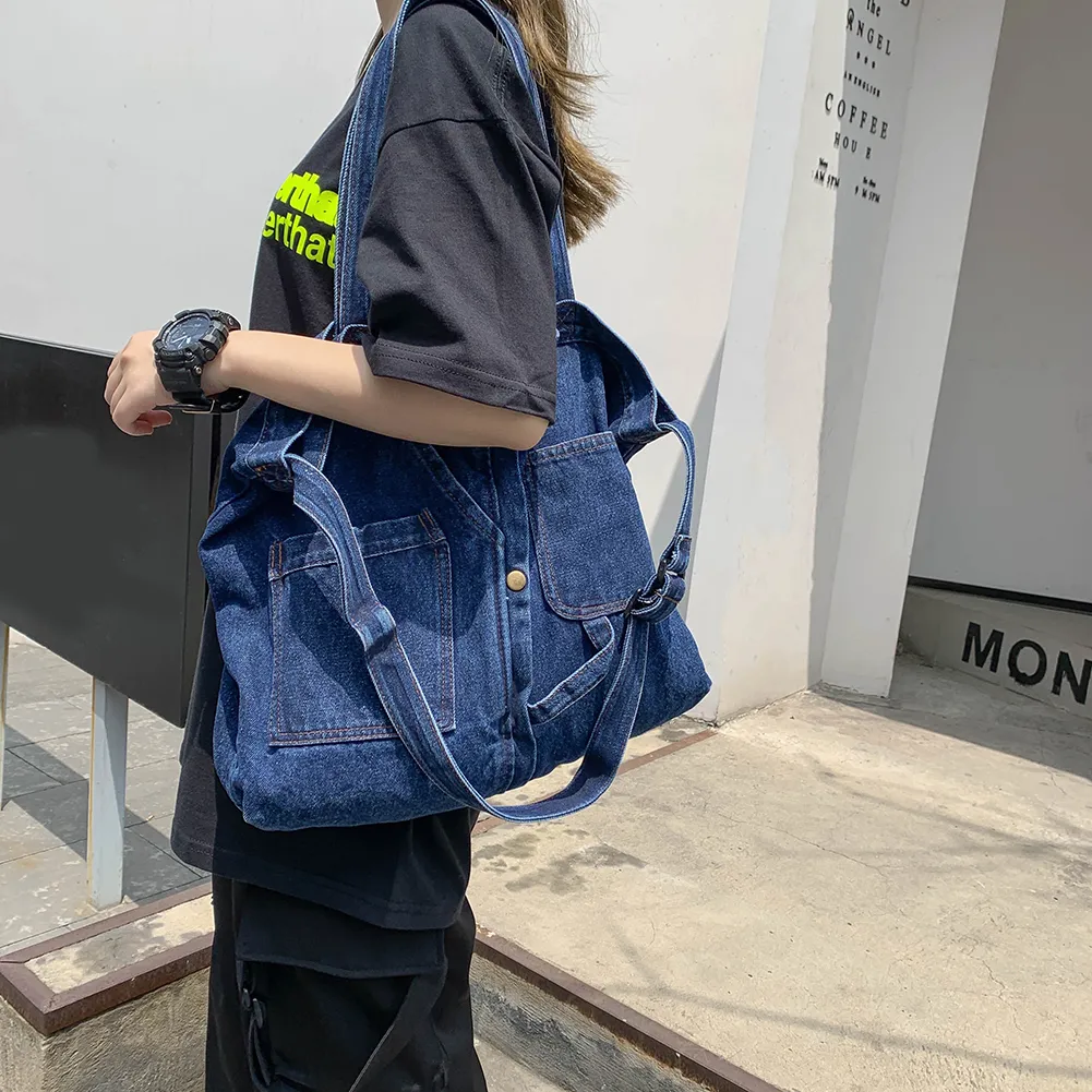 【Anyone more】Ketty Denim Long One Piece Crossbag Set Waste No More Denim Crossbody Bag | EILEEN FISHER