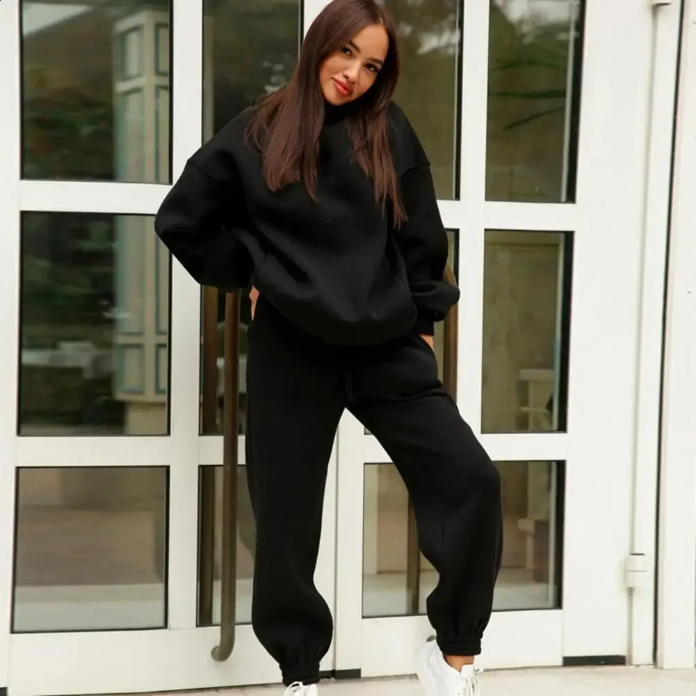DHgate Cozy 2 Piece Oversized Hoodie Sweatpants Set Thermal Autumn Tracksuit for Women Apparel