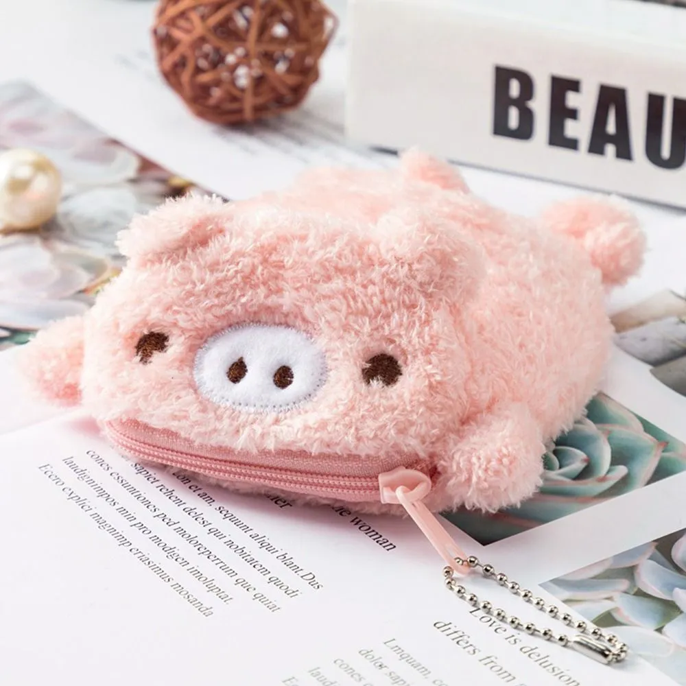 Cute Animal Coin Bag Pink Pig - Cute Cartoon Pig Shape Zipper Coin Bag With  Keychain Coin Purse