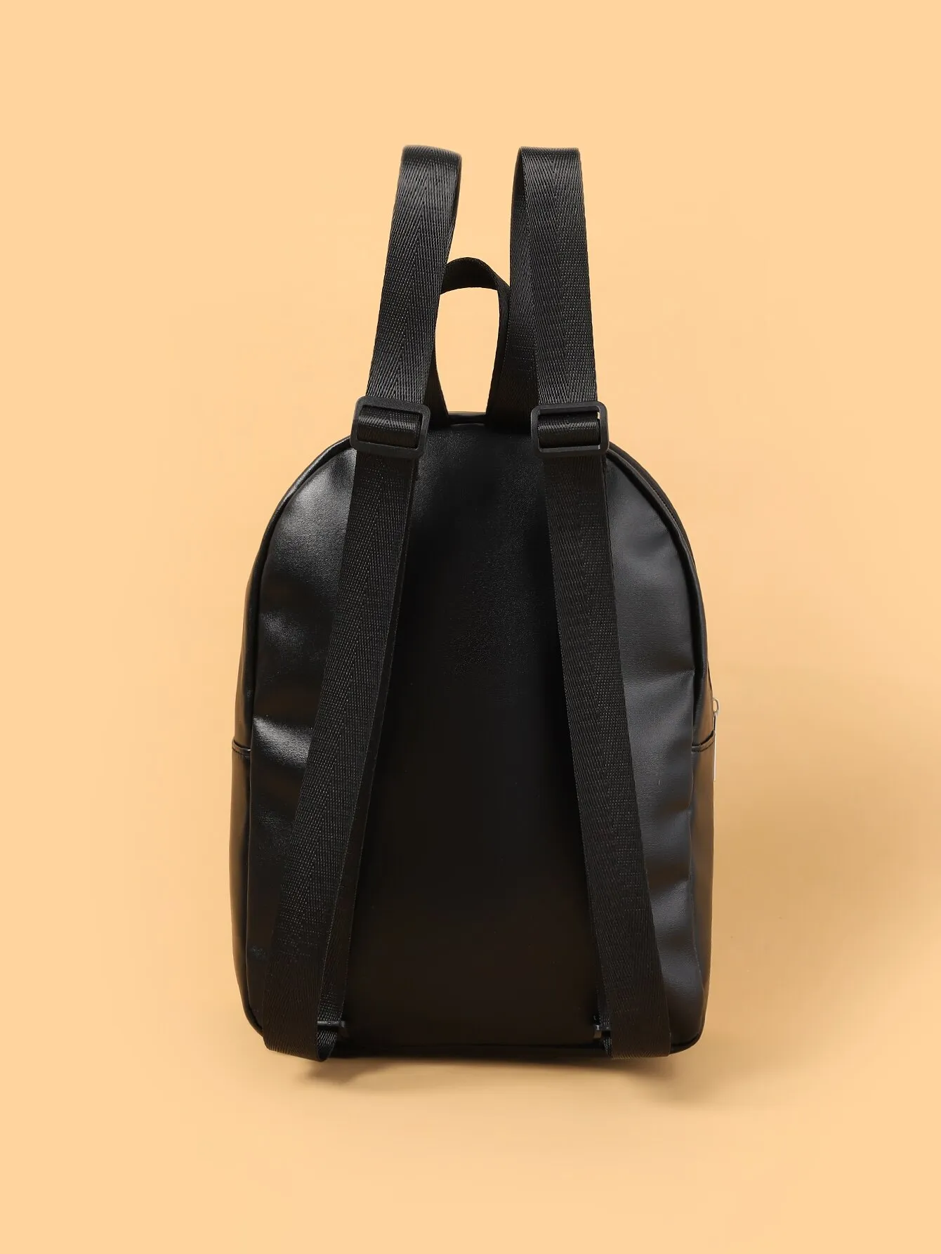 Stylish PU Leather Handle Backpack black Black PU Leather Embroidery Backpack Simple Modern... From  main image 2