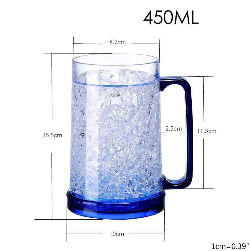 thumbnail image 2 of Freezer Mugs - 16oz Double Wall Gel Frosty Beer Glasses (Set Of 2) 2 of 6