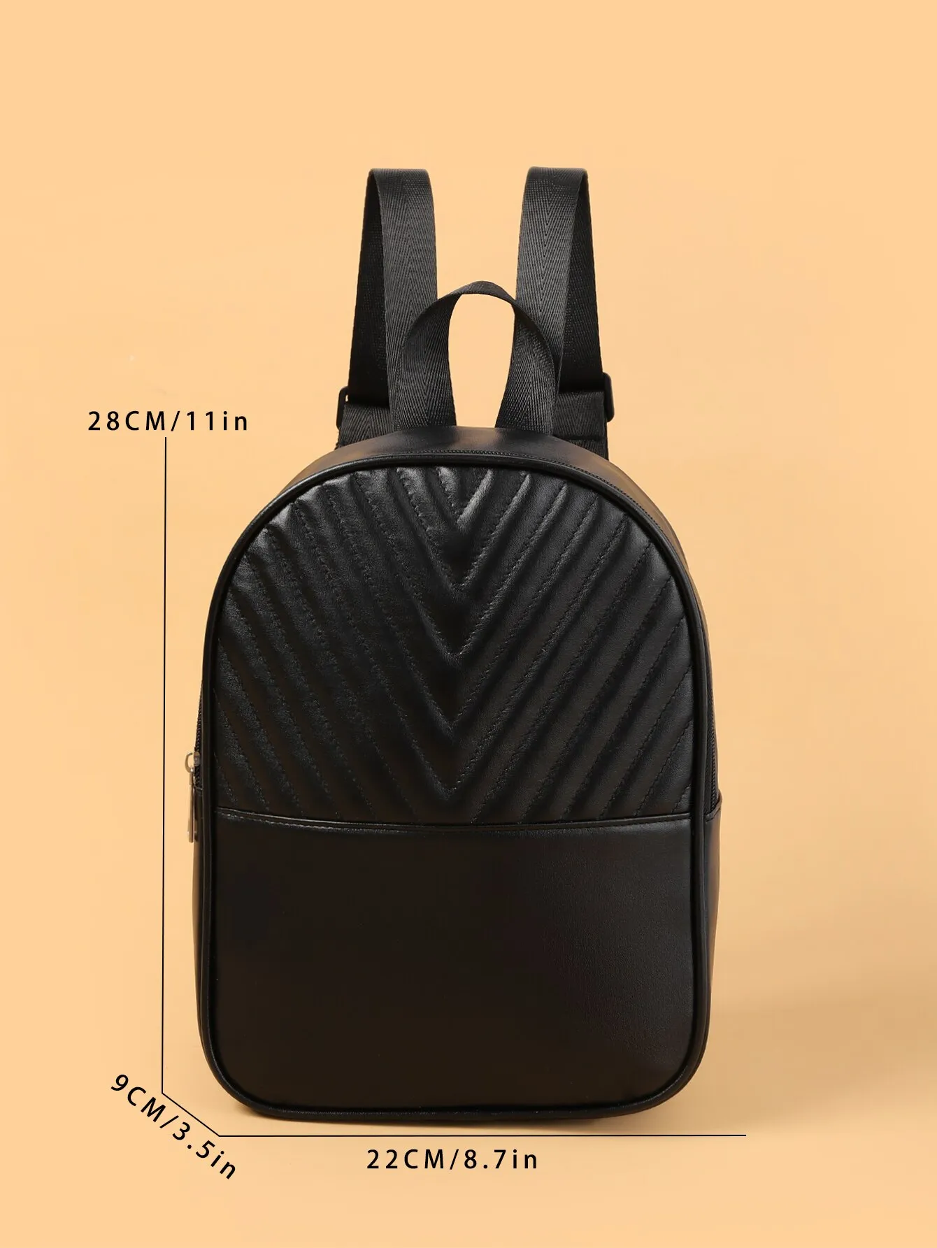 Black PU Leather Embroidery Backpack Simple Modern... From 