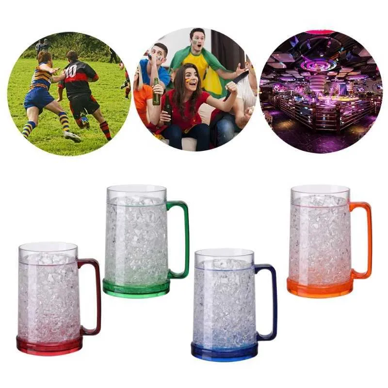 thumbnail image 2 of Freezer Mugs - 16oz Double Wall Gel Frosty Beer Glasses (Set Of 2) 2 of 6