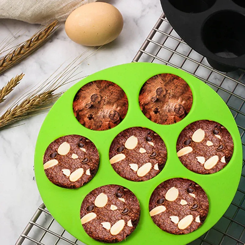 7-Cavity Silicone Cupcake Muffin Baking Molds Air Fryer Oven Safe!  Baking Using Silicone Molds Shop Now!