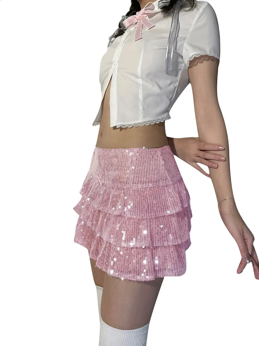 Women S Summer Ruffle Mini Skirt Fashion Pink Layered Ruffle