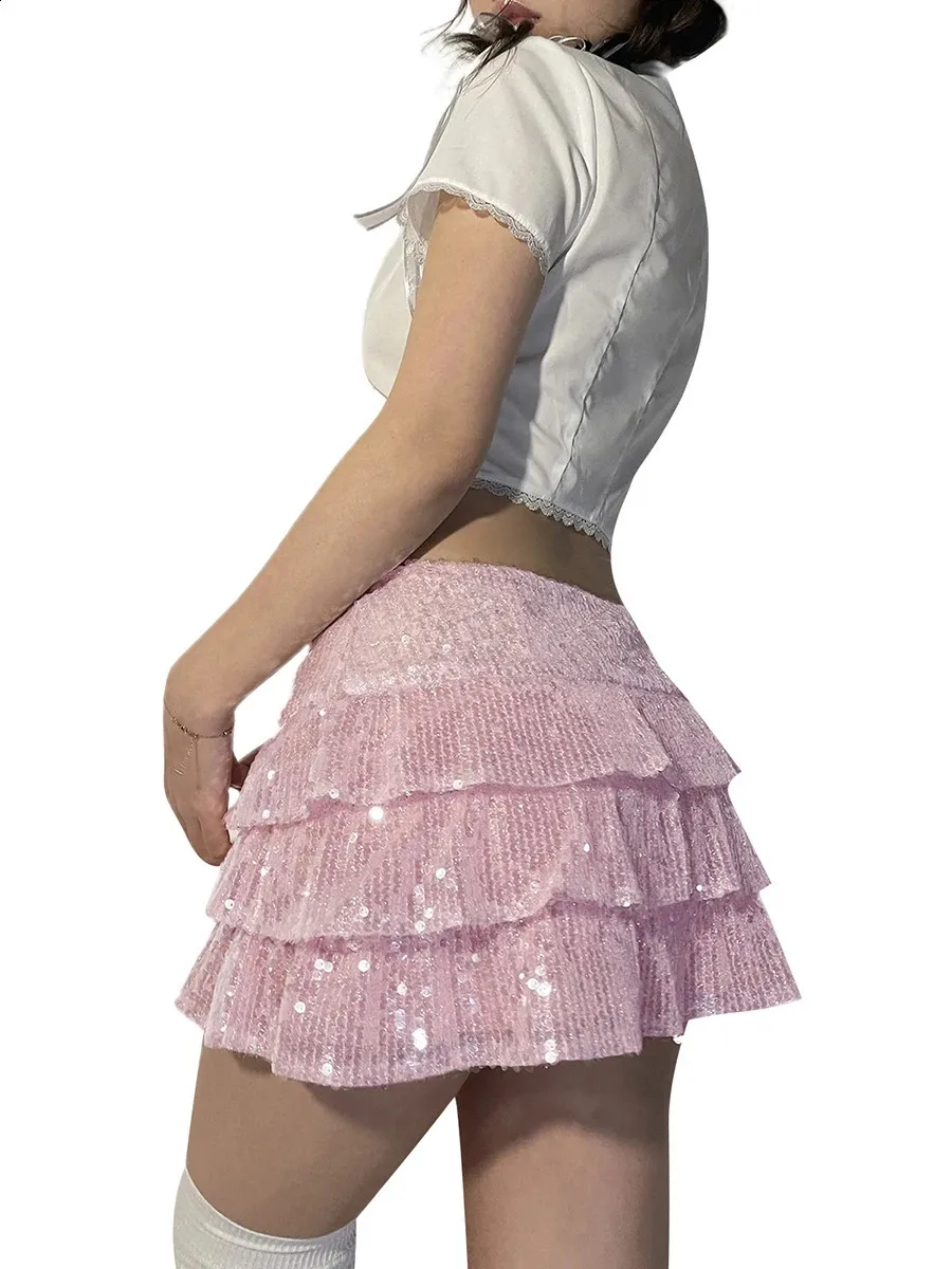 Women S Summer Ruffle Mini Skirt Fashion Pink Layered Ruffle