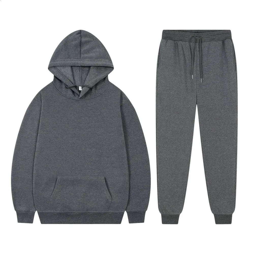 Premium Fleece Hoodie Sweatpants Set - Solid Color