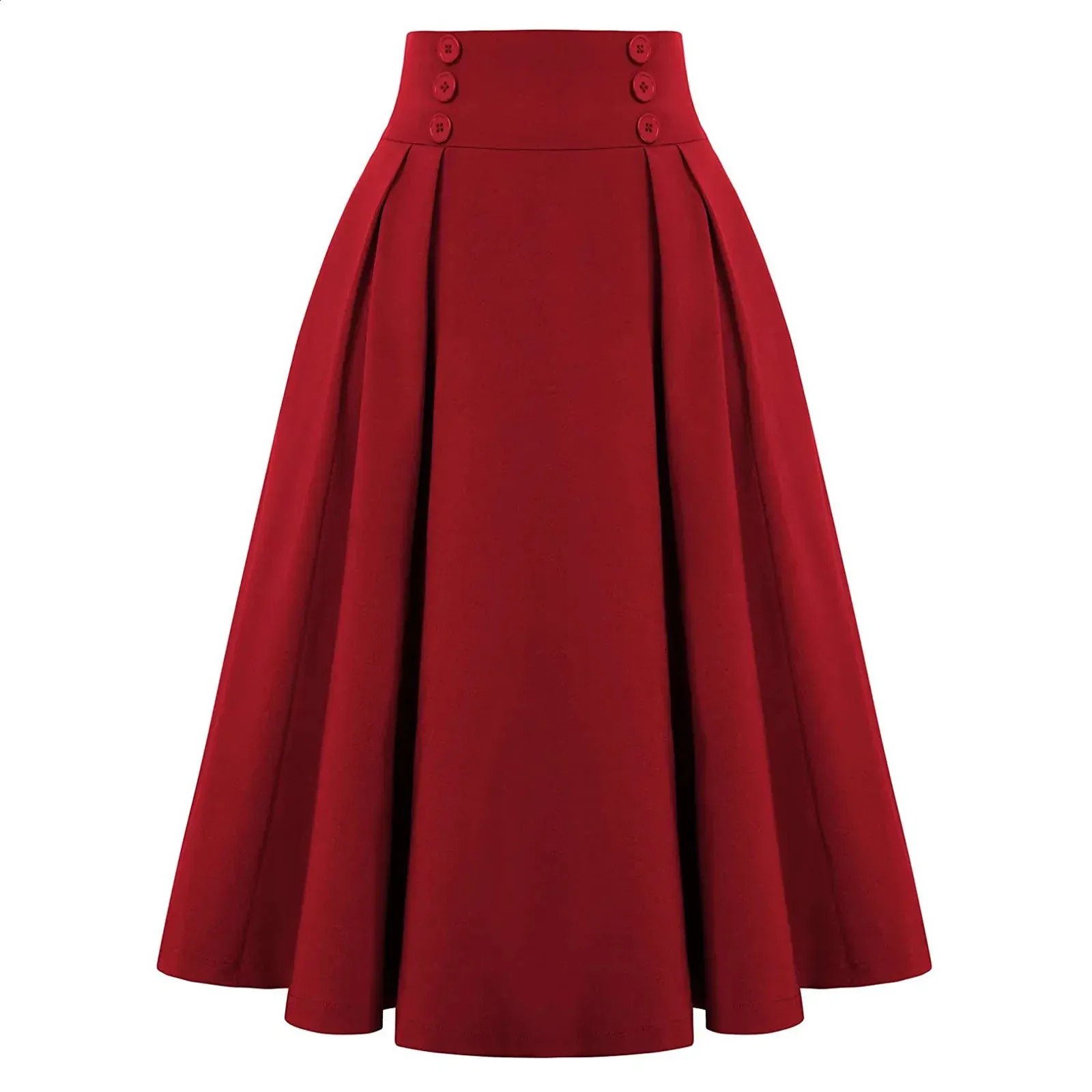 High Waisted Pleated Skirts Womens Korean Style Long Skirt