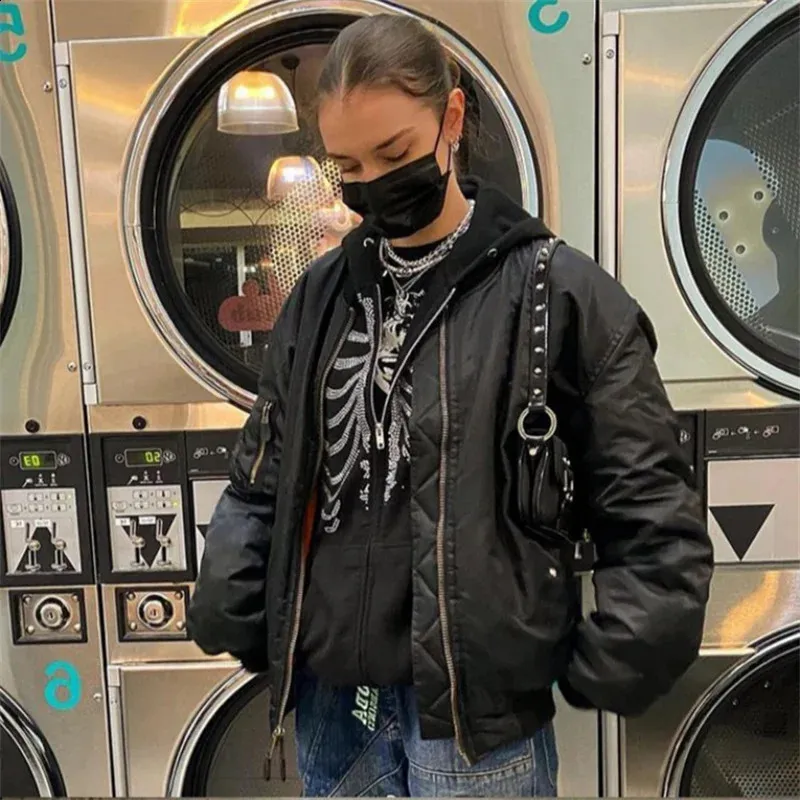 Y2K Grunge Zip Up Hoodie - Womens Streetwear Jacket, Autumn