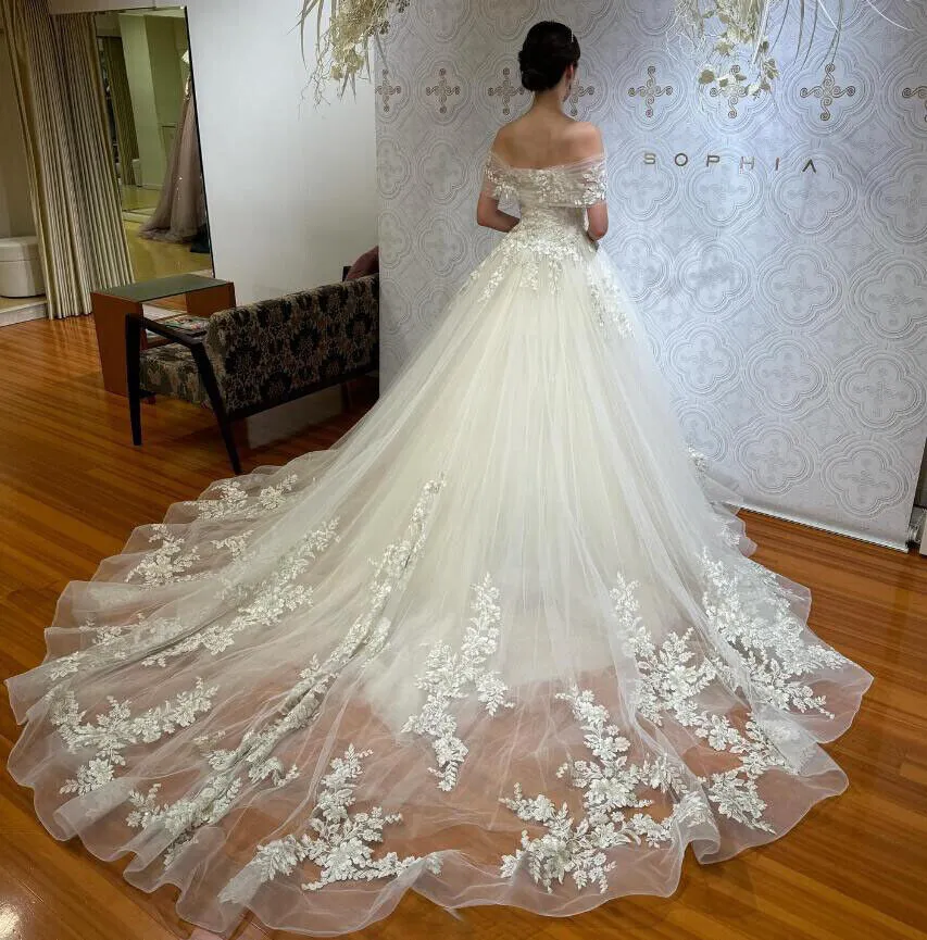 Brand Lace Off Shoulder Wedding Dresses Sexy Illusion Applique Tulle Gowns  With Pearls Beaded Overskirts And Court Train From Bestbrides, $144.72 |  DHgate.Com