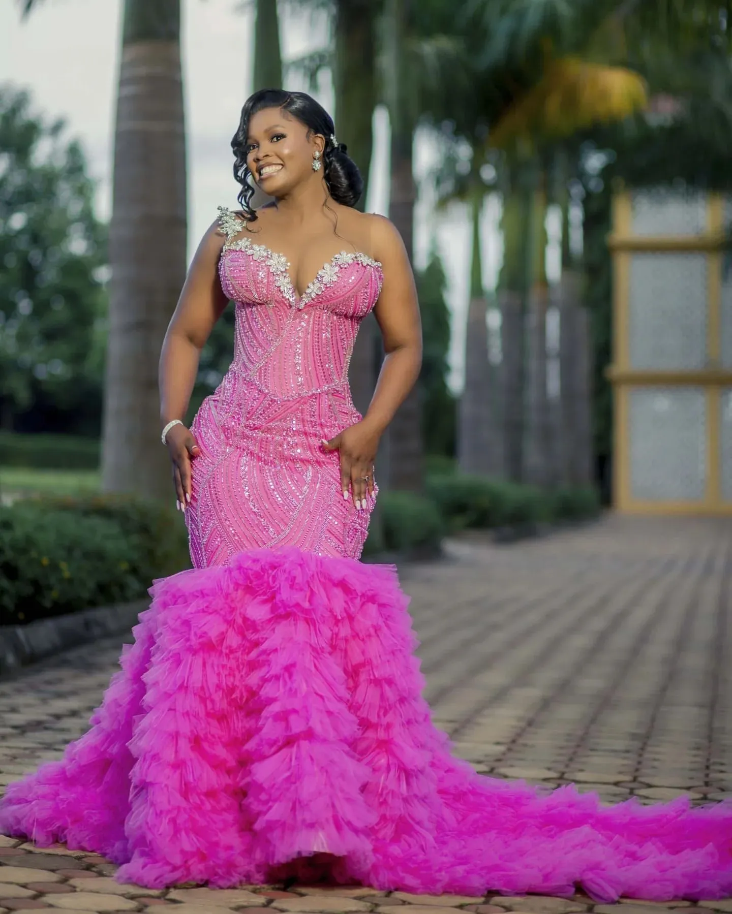 pink engagement dress ZAPAKA Women Cute Pink Graduation Dress A-Line Spaghetti Straps Lace-Up Back Engagement Party Dress, Pink / M